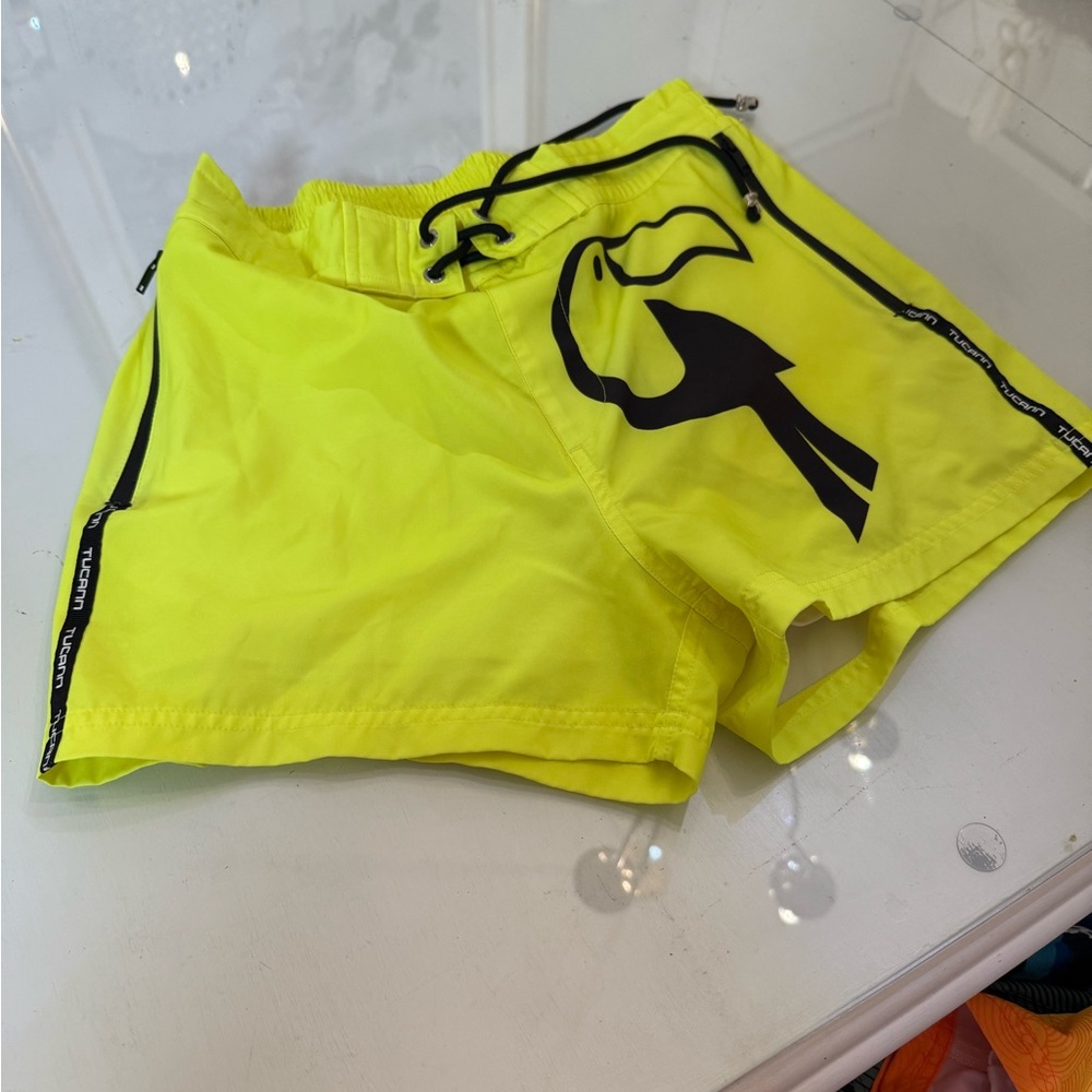 Men's Neon Yellow Swim Trunks